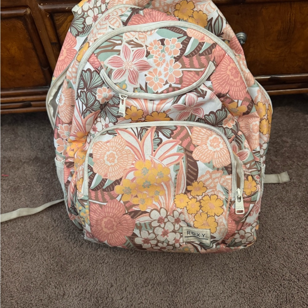 Roxy Floral Backpack - Pink, Yellow, and White